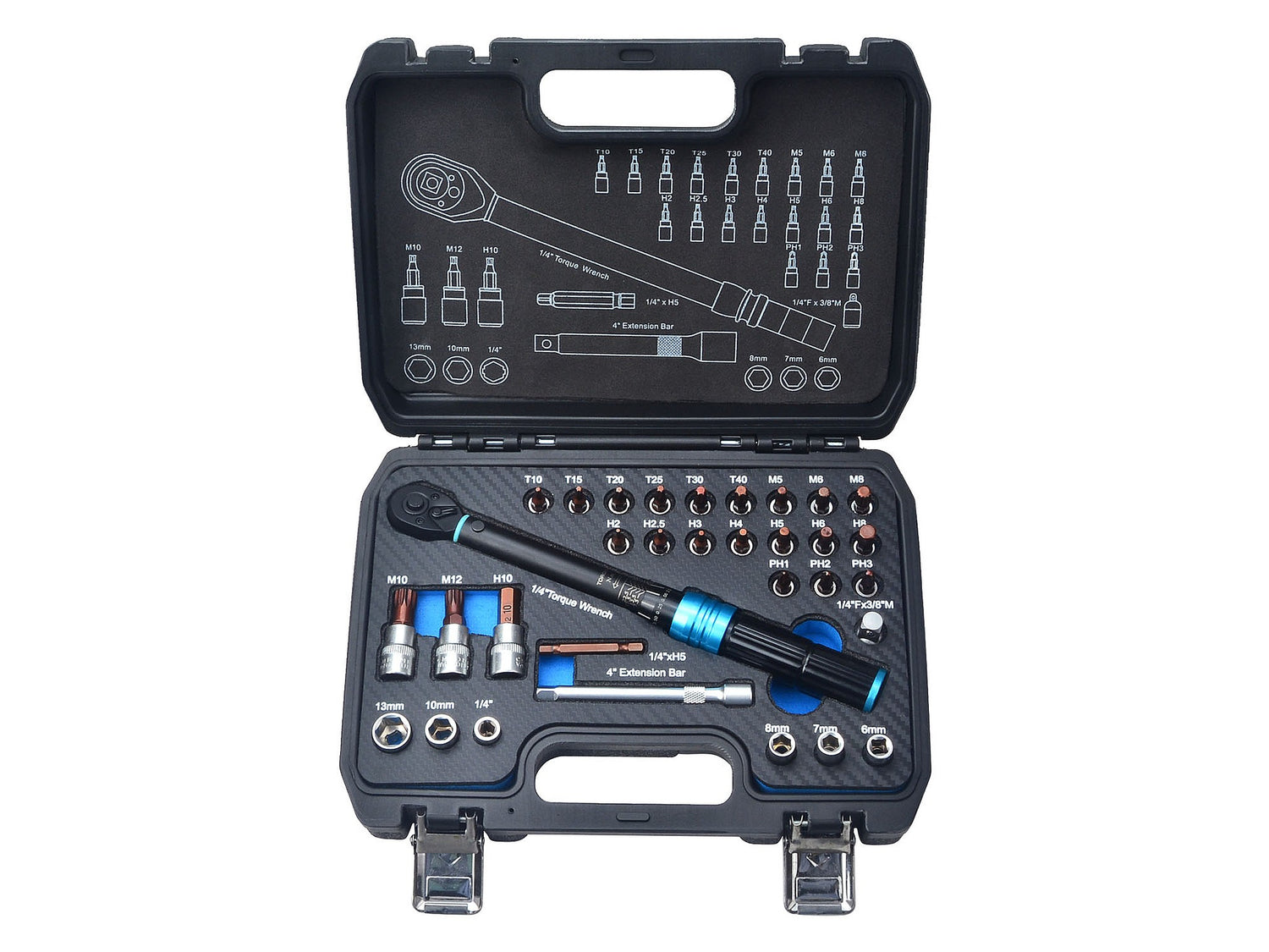 Drehmomentschlüssel Set 1/4 Zoll 5–25 Nm – 32-teilig | B7-8512