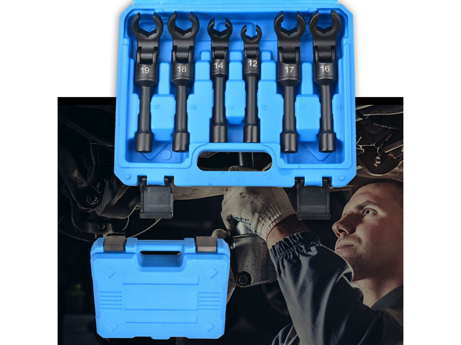 Injektor-Leitungsschlüssel Set 6-tlg. mit Gelenk – 3/8