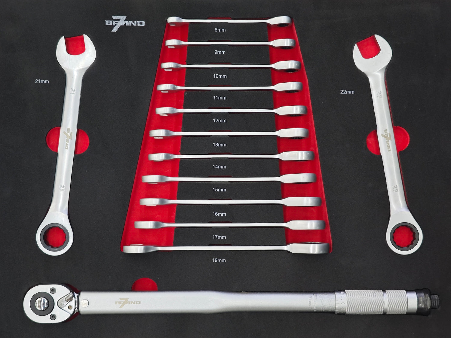 Werkstattwagen mit 300-teiligem Werkzeugsatz – 7 Schubladen + Seitenfach | B7-7-300