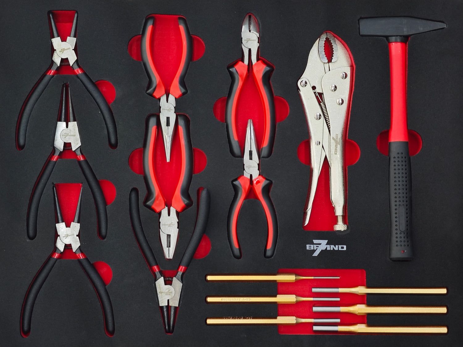 Werkstattwagen mit 300-teiligem Werkzeugsatz – 7 Schubladen + Seitenfach | B7-7-300