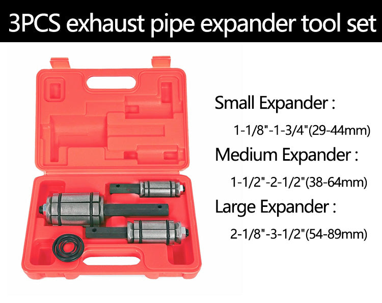 Endrohr Expander Set 3-tlg. – Auspuffrohr-Aufweiter für Ø 29–89 mm | B7-1004