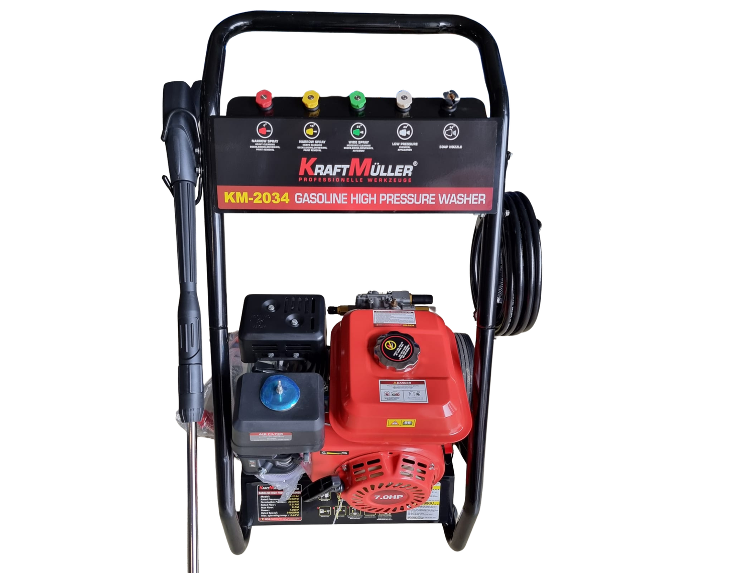 Benzin-Hochdruckreiniger mit Hochdruckpistole und Benzinmotor