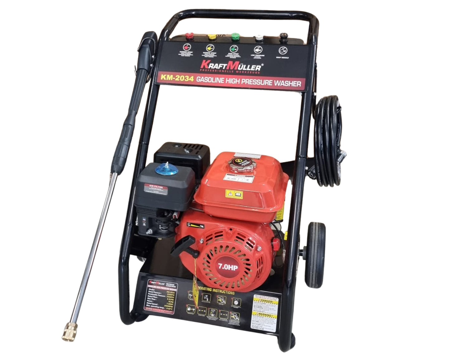 Benzin-Hochdruckreiniger mit Hochdruckpistole und Benzinmotor