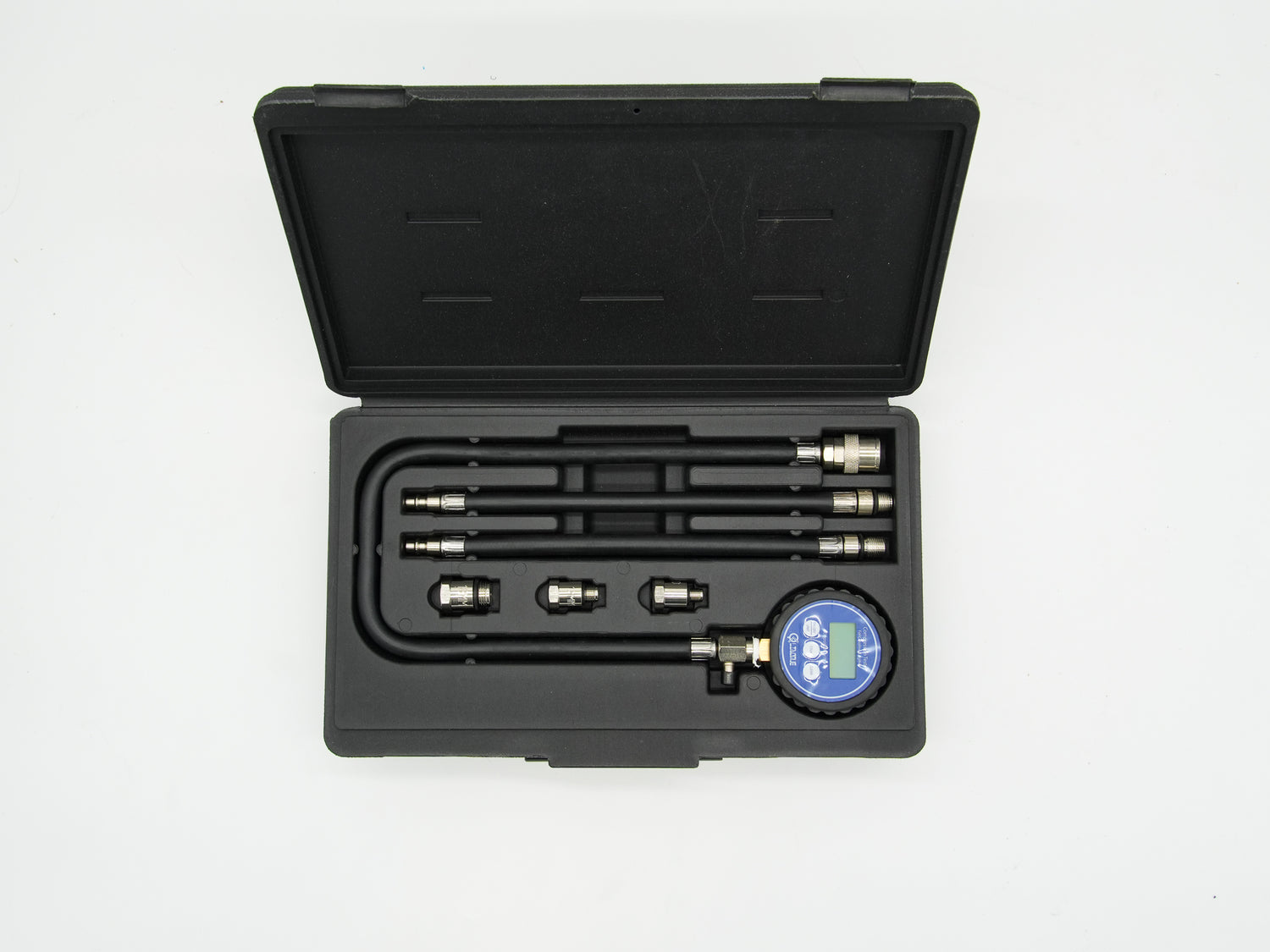 Digitaler Kompressionstester für Benzinmotoren mit M14-Schlauch & M10, M12 & M16 Adapternn | YZ-7031