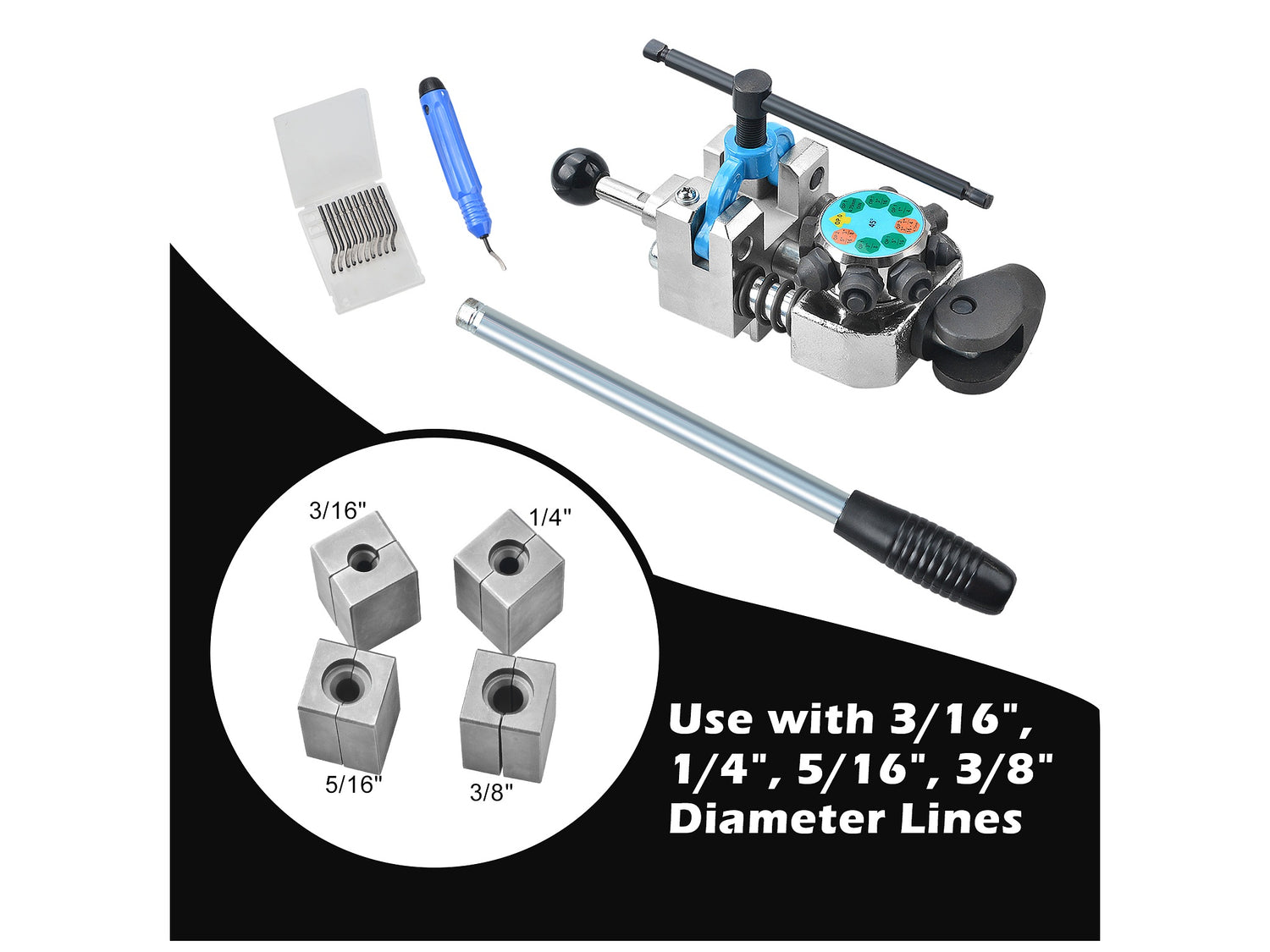 Profi 45° Bremsleitungs-Bördelgerät 45° Turret Set | 4 Bördelgrößen & Rohrschneider – B7-8167