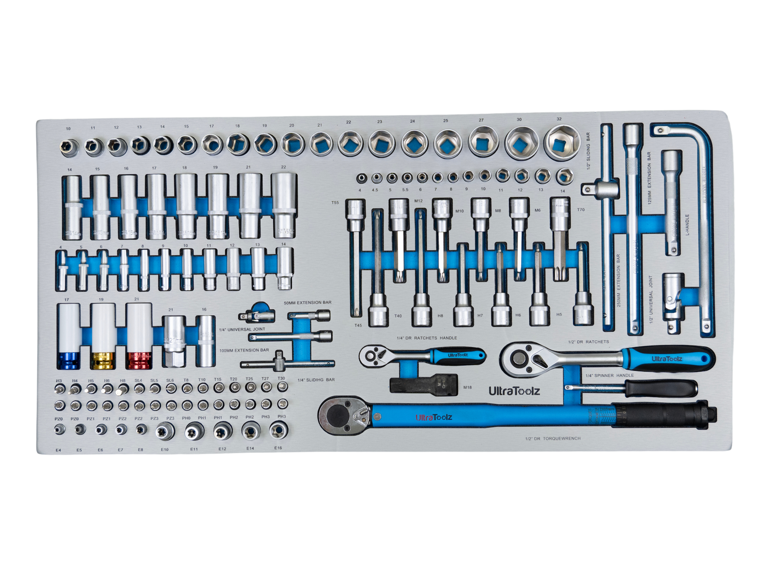 Werkzeugwagen Ultra Toolz 10/12 – 12 Schubladen, 10 voll bestückt