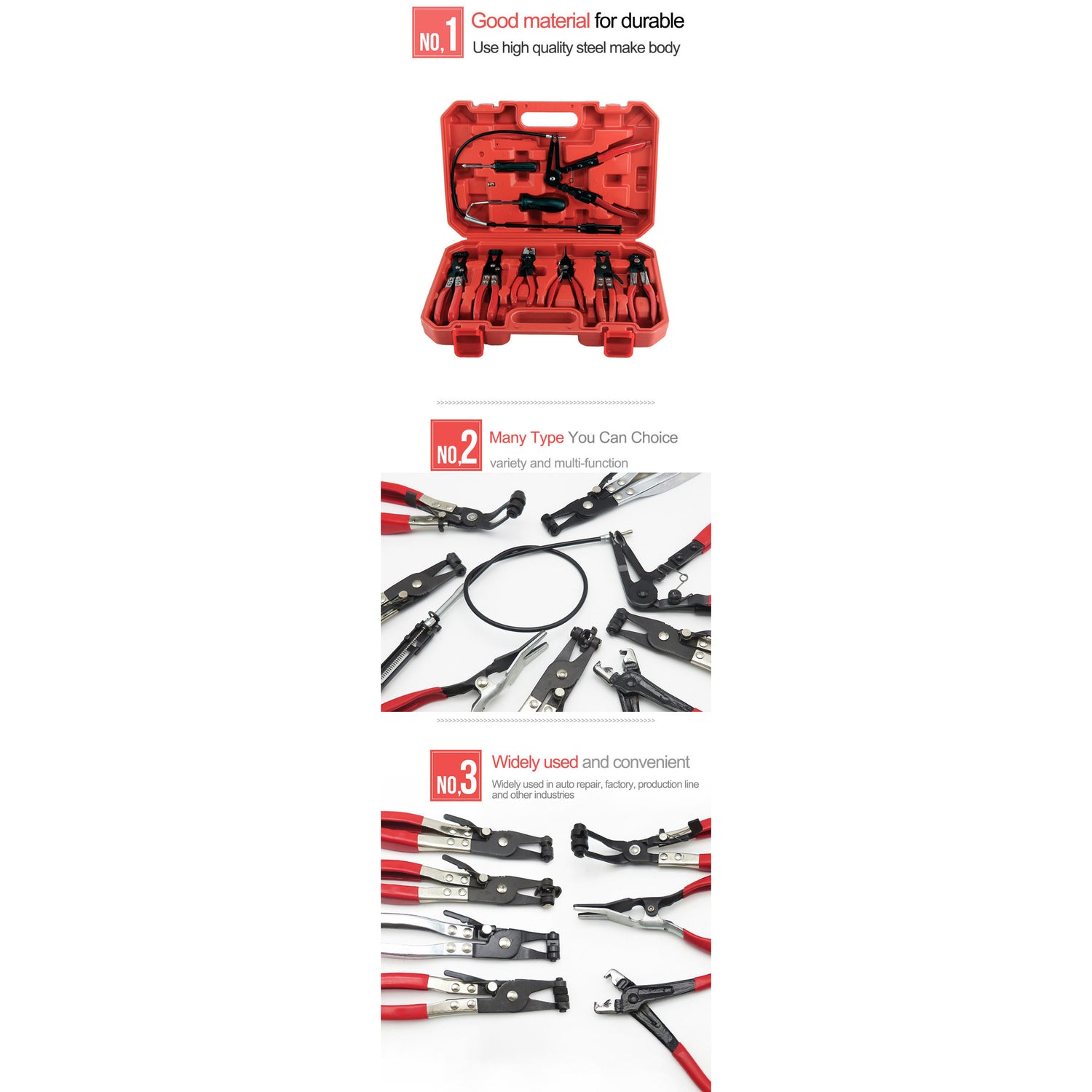 Schlauchzangen-Set Brand7 für Kfz, 9-tlg. im Koffer | YZ-6004