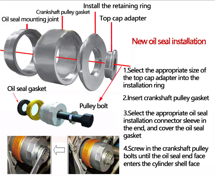 Kurbelwellendichtring-Werkzeugsatz für Ein- und Ausbau – für Öl- & Wellendichtringe von 28–64 mm | YZ-6008
