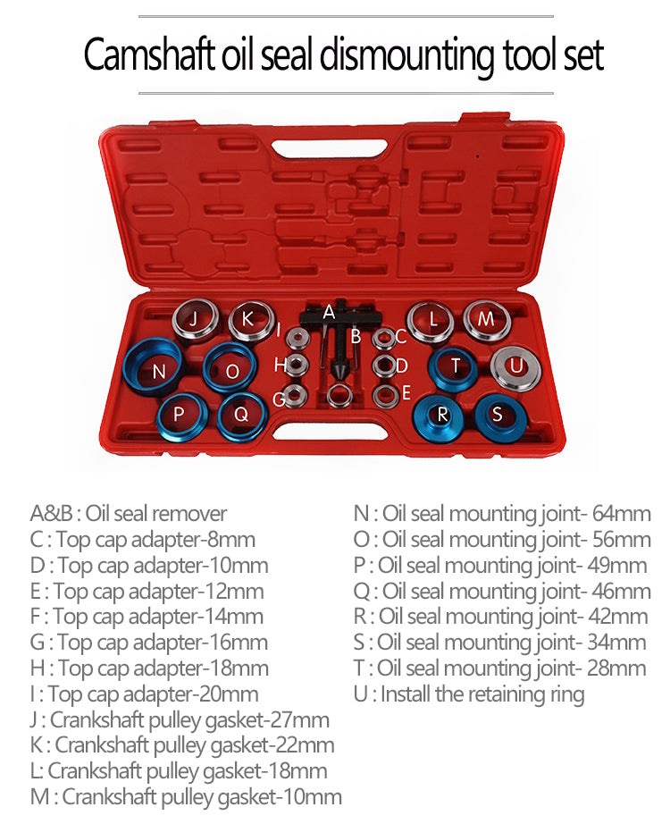 Kurbelwellendichtring-Werkzeugsatz für Ein- und Ausbau – für Öl- & Wellendichtringe von 28–64 mm | YZ-6008