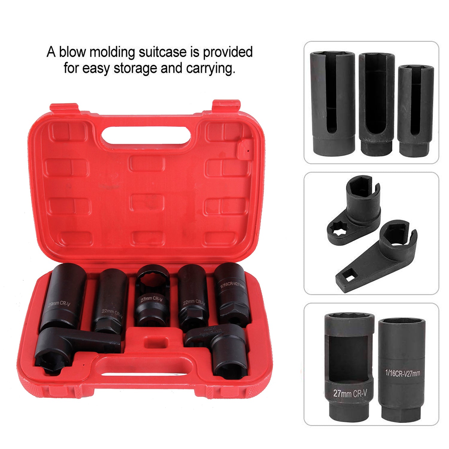 Lambdasonden Nuss Set 7-tlg. – Sauerstoffsensor Werkzeug im Koffer | YZ-6013