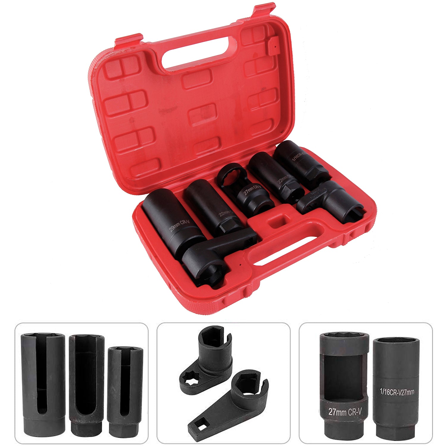 Lambdasonden Nuss Set 7-tlg. – Sauerstoffsensor Werkzeug im Koffer | YZ-6013