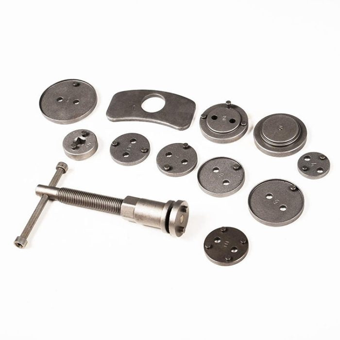 Bremskolbenrücksteller Set 12-tlg. – Bremssattel Werkzeug für PKW mit Adapterplatten im Koffer | YZ-6021 | Brand7