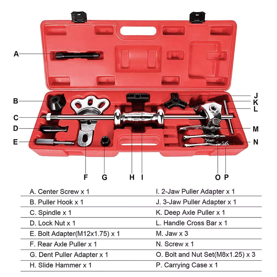 Gleithammer Abzieher-Set 16-tlg. für Lager, Buchsen & Karosseriearbeiten | YZ-6035