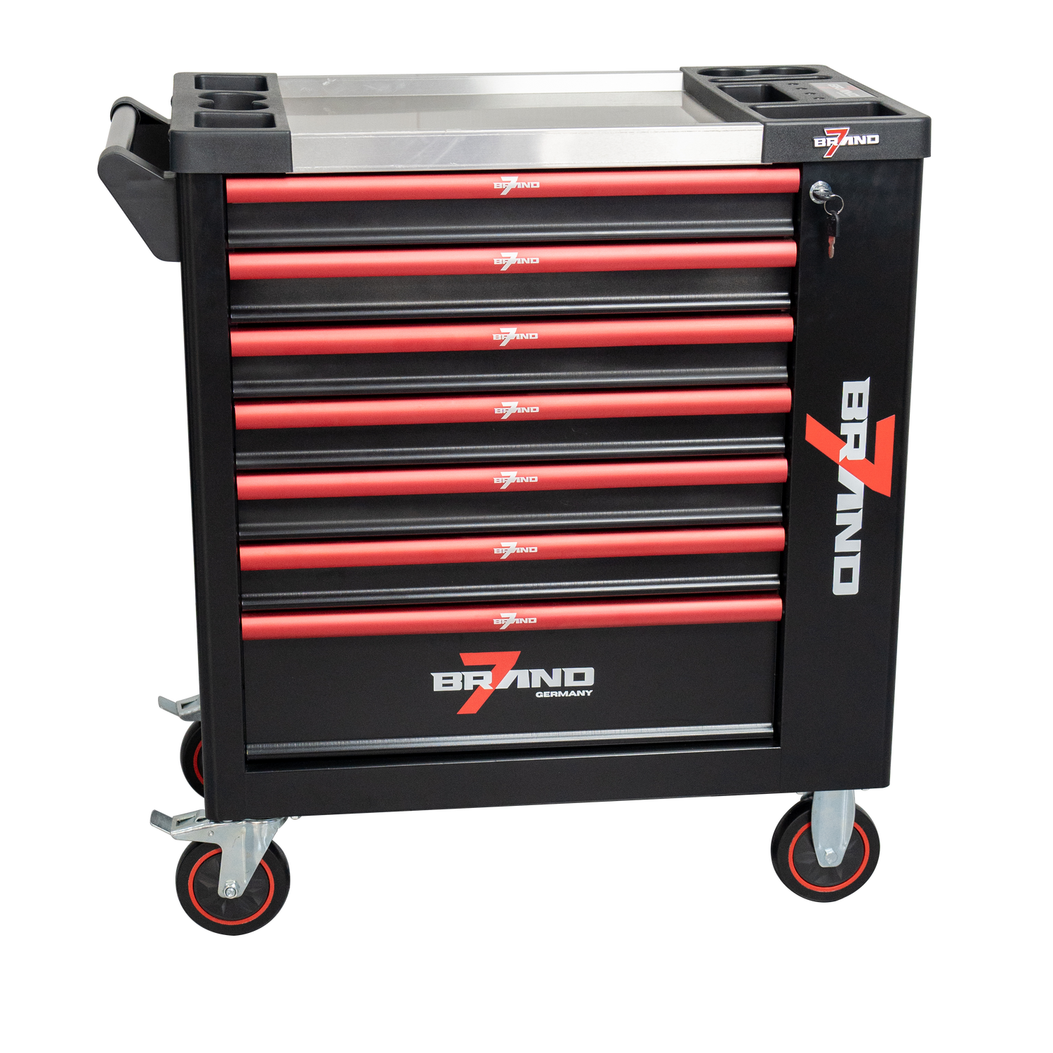 Werkstattwagen, 300-tlg., 7 Schubladen + Seitenfach (Voll bestückt) + 3 Tonnen Wagenheber