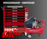 Werkzeugwagen 7 Schubladen bestückt & 24 L Kompressor