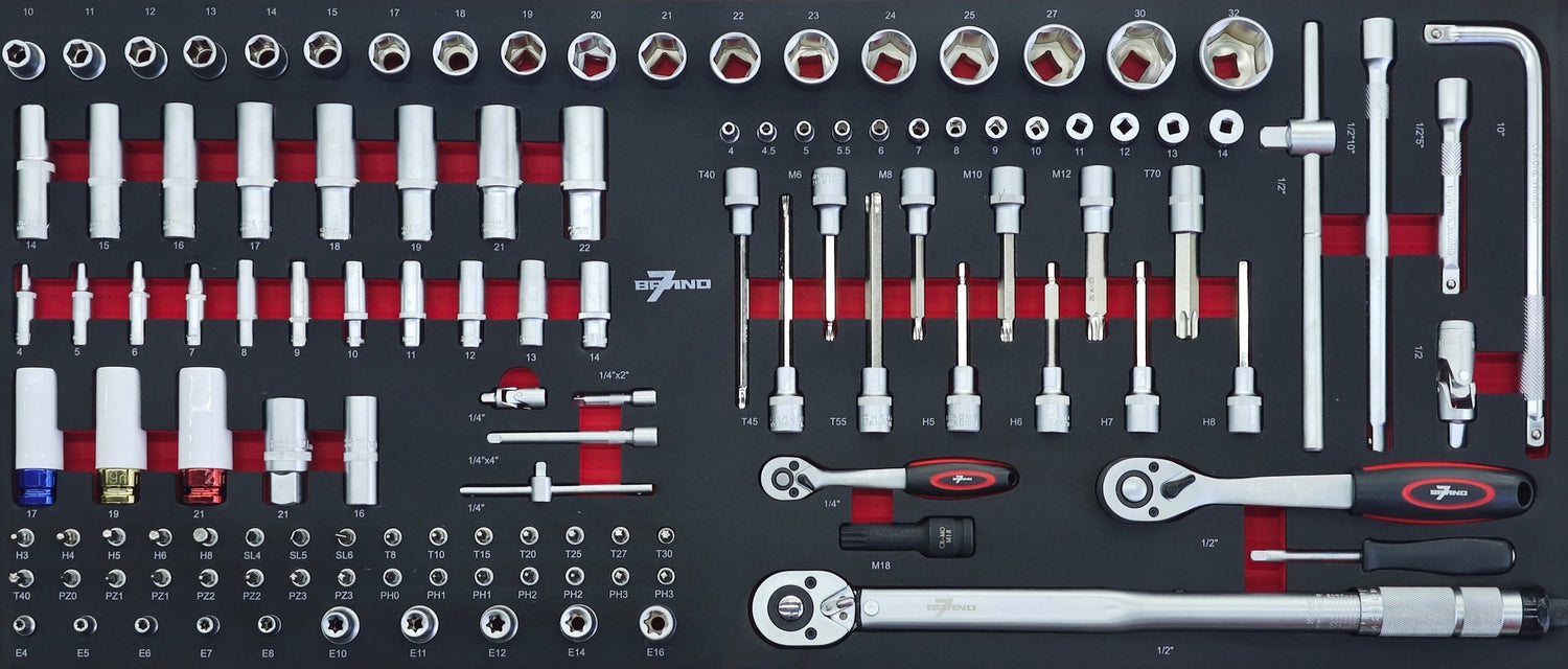 Werkstattwagen BRAND7 527-tlg. Werkzeugsatz – 12 Schubladen, mobil & Profi-Ausstattung