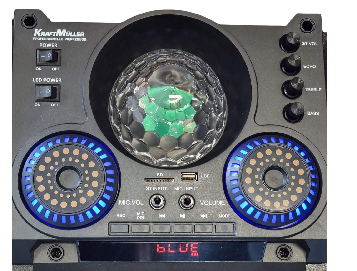 Leistungsstarkes Soundsystem mit Mikrofon & LED