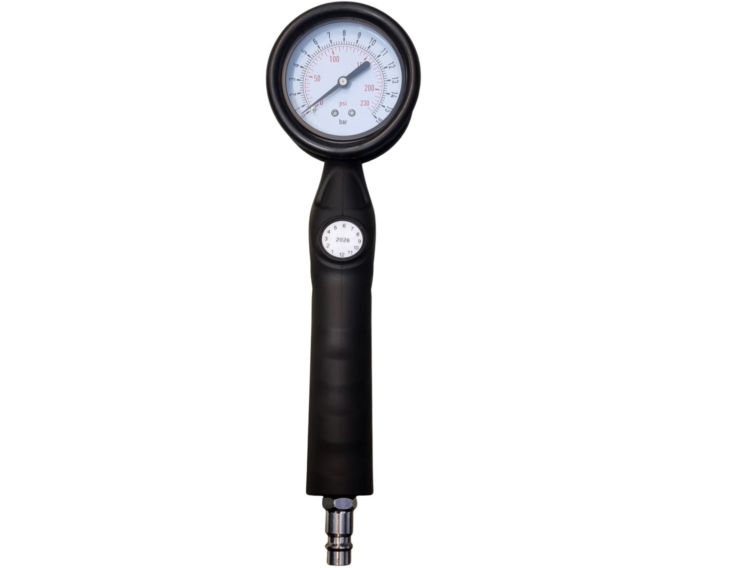 Reifendruckprüfer mit Manometer für PKW, LKW, Motorrad und Fahrrad, Messbereich 0 bis 16 Bar / 0 bis 230 PSI